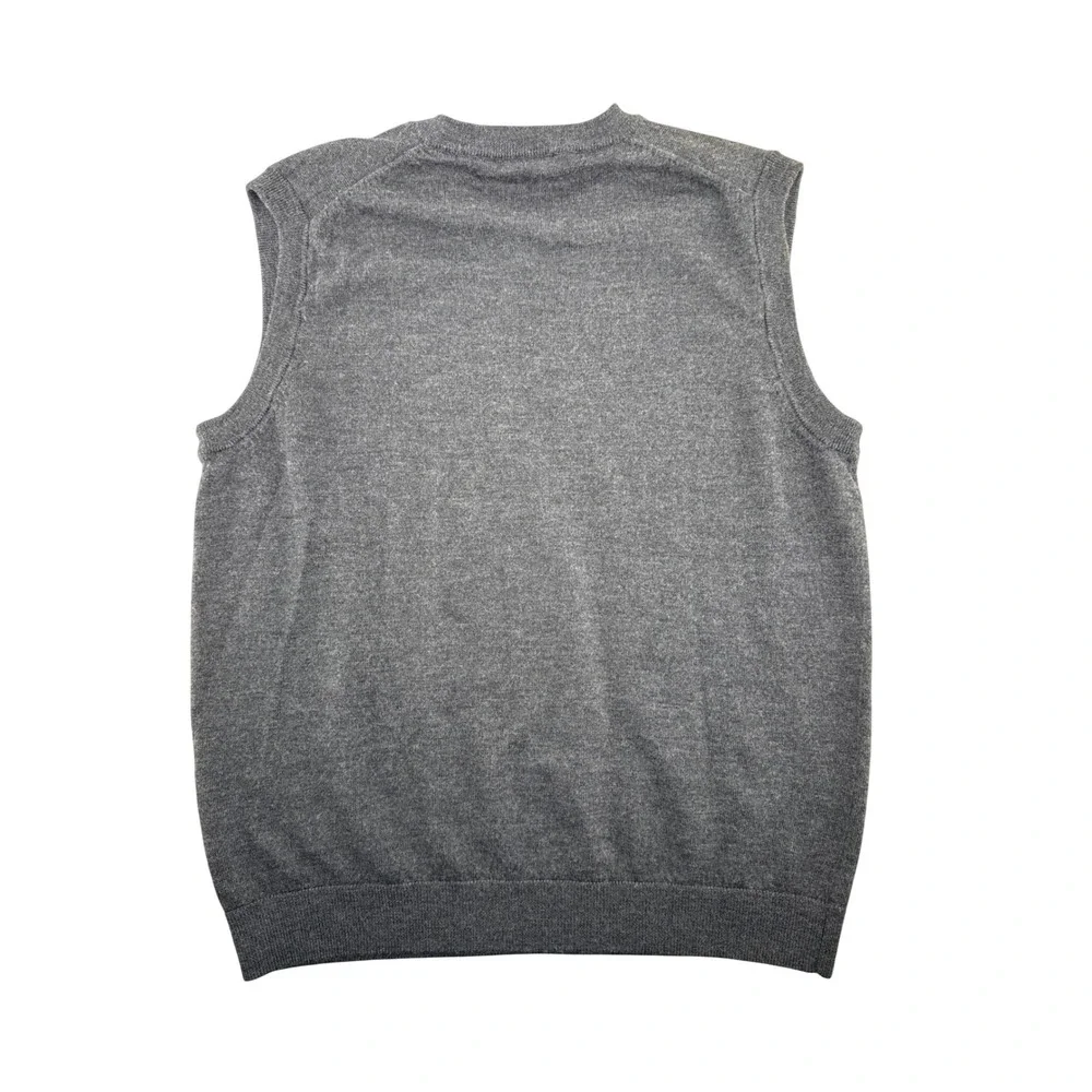 Hart Schaffner Marx Mens Gray 100% Extra Fine Merino Wool V-Neck Sweater Vest L